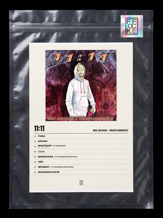 Póster de 11:11 de Mike Southside × Pineappleondabeatz en una bolsa sellada con sticker FFOCKE