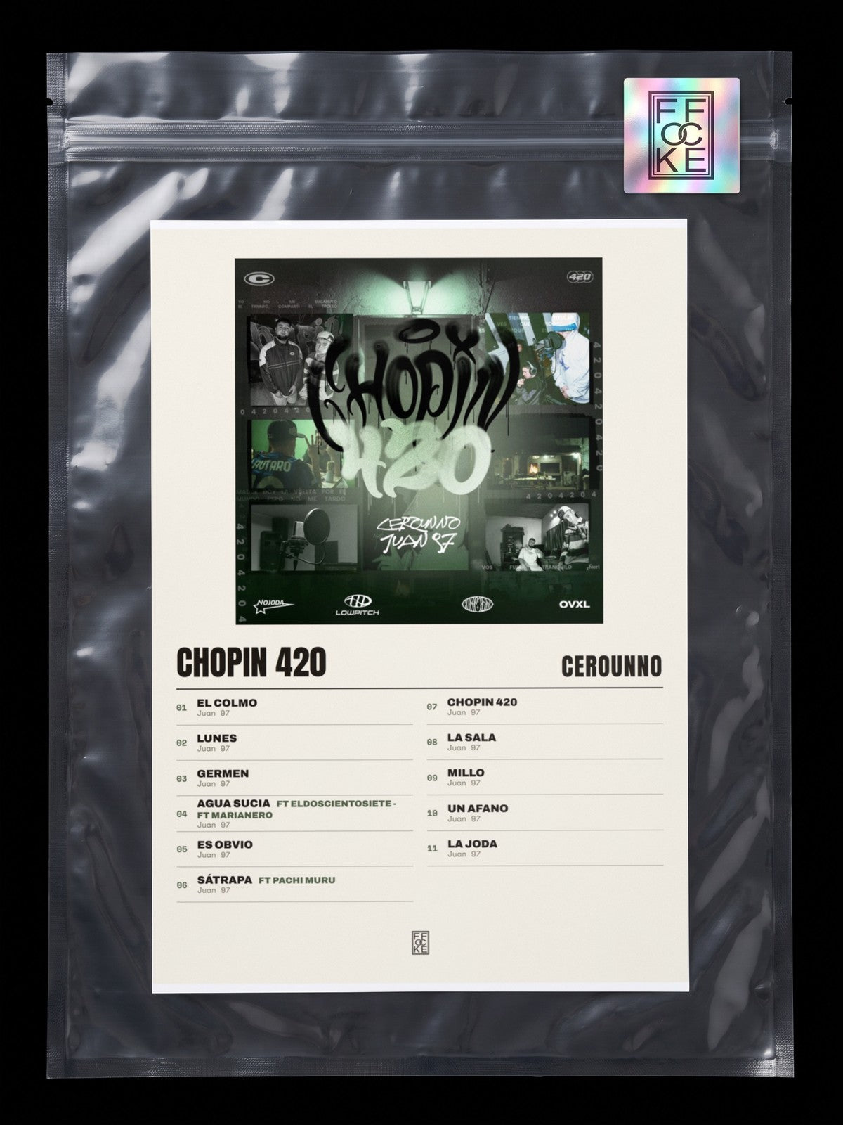 Póster de Chopin 420 de Cerounno en una bolsa sellada con sticker FFOCKE