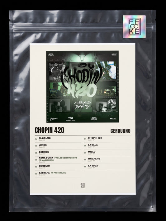 Póster de Chopin 420 de Cerounno en una bolsa sellada con sticker FFOCKE