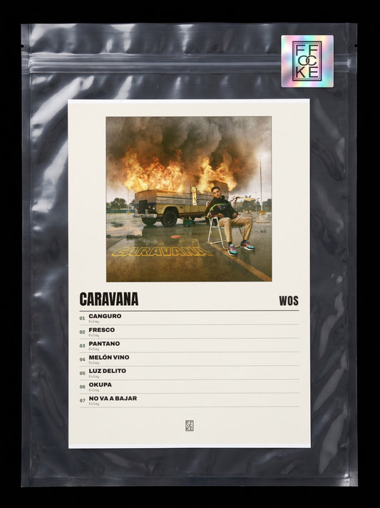 Póster de CARAVANA de WOS en una bolsa sellada con sticker FFOCKE