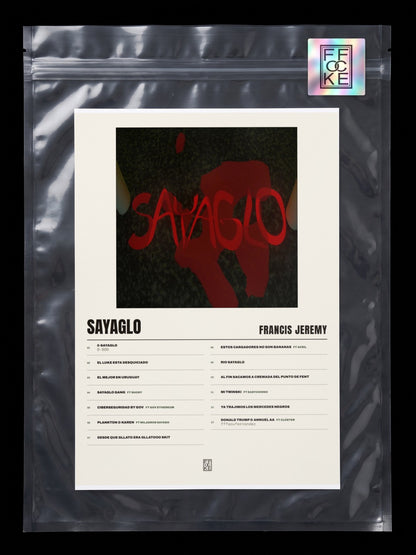 Póster de SAYAGLO de Francis Jeremy en una bolsa sellada con sticker FFOCKE