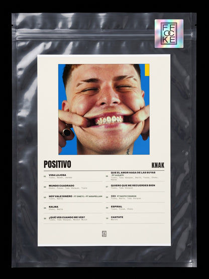 Póster de POSITIVO de Knak en una bolsa sellada con sticker FFOCKE
