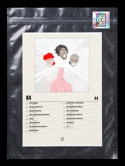 Póster de K4 de K4 en una bolsa sellada con sticker FFOCKE