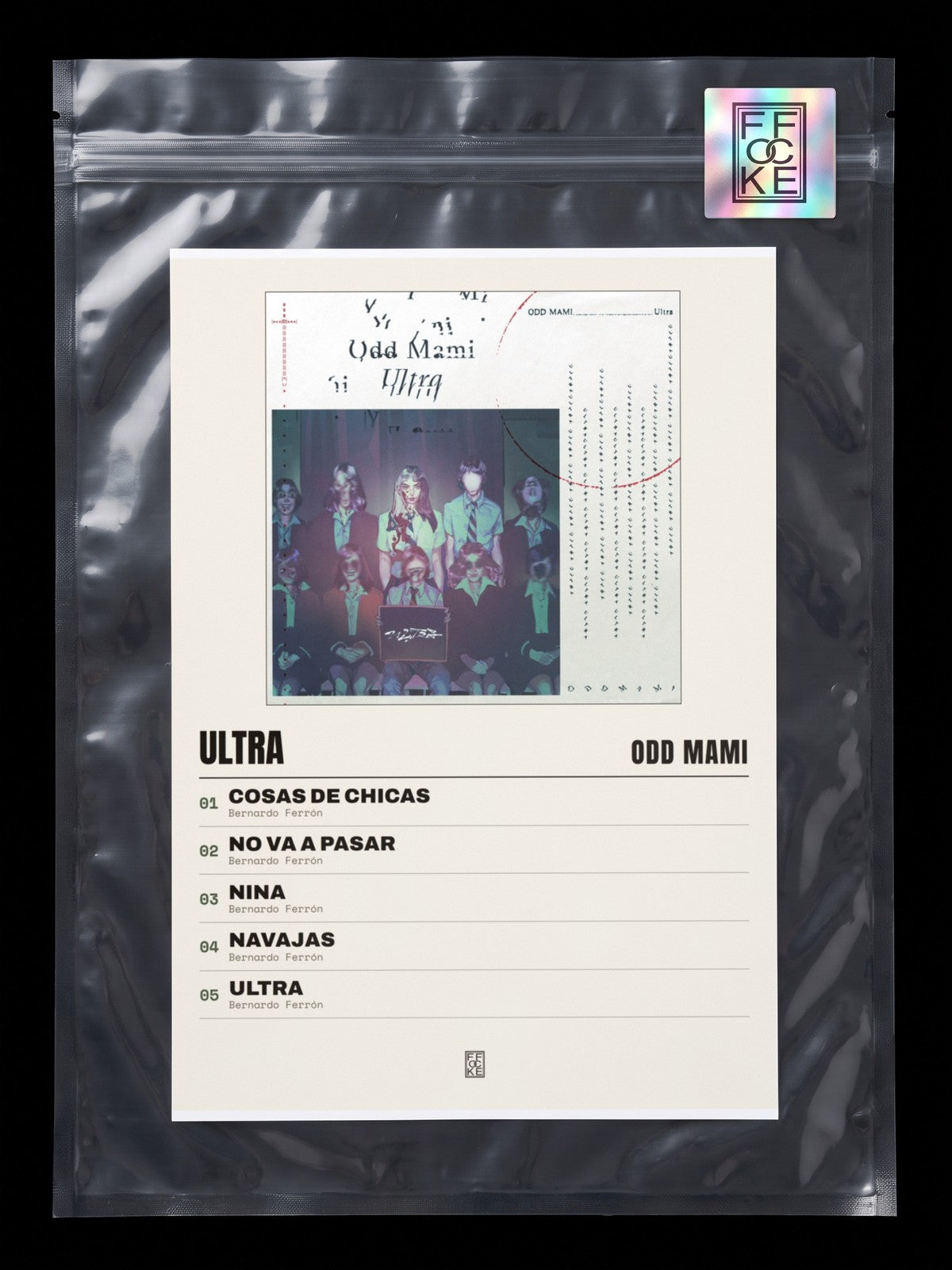 Póster de Ultra de ODD MAMI en una bolsa sellada con sticker FFOCKE