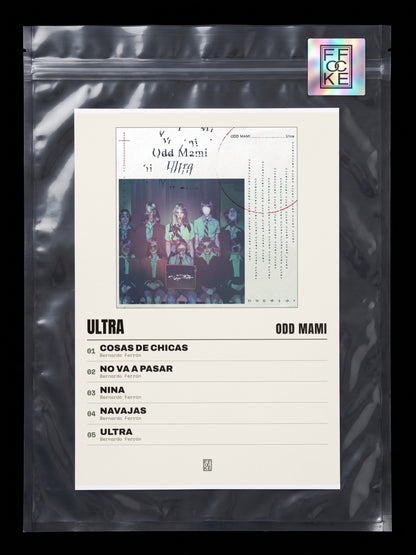 Póster de Ultra de ODD MAMI en una bolsa sellada con sticker FFOCKE
