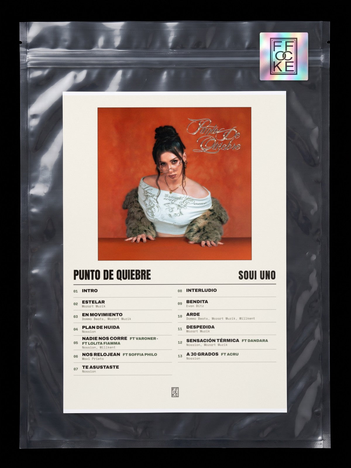 Póster de PUNTO DE QUIEBRE de Soui Uno en una bolsa sellada con sticker FFOCKE