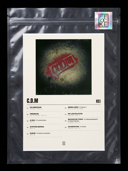 Póster de C.D.M de Rei en una bolsa sellada con sticker FFOCKE