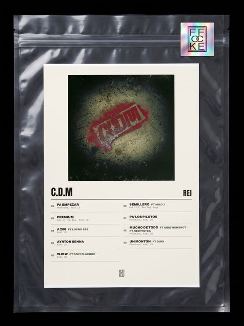 Póster de C.D.M de Rei en una bolsa sellada con sticker FFOCKE