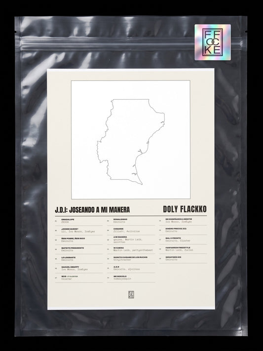 Póster de J.D.I: Joseando a Mi Manera de Doly Flackko en una bolsa sellada con sticker FFOCKE