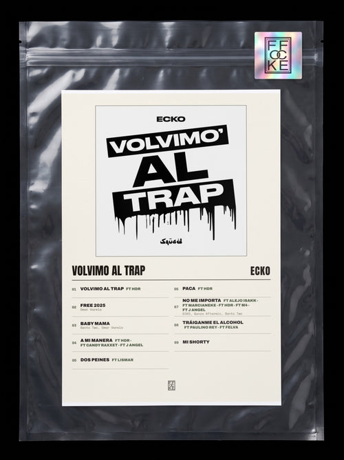 Póster de VOLVIMO AL TRAP de ECKO en una bolsa sellada con sticker FFOCKE