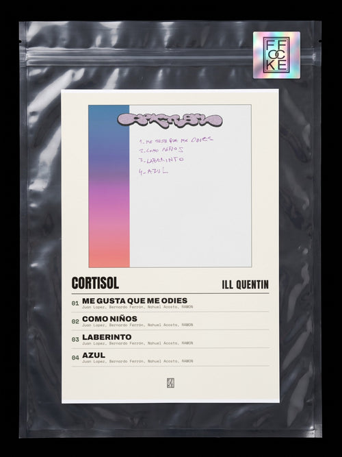 Póster de Cortisol de ill quentin en una bolsa sellada con sticker FFOCKE