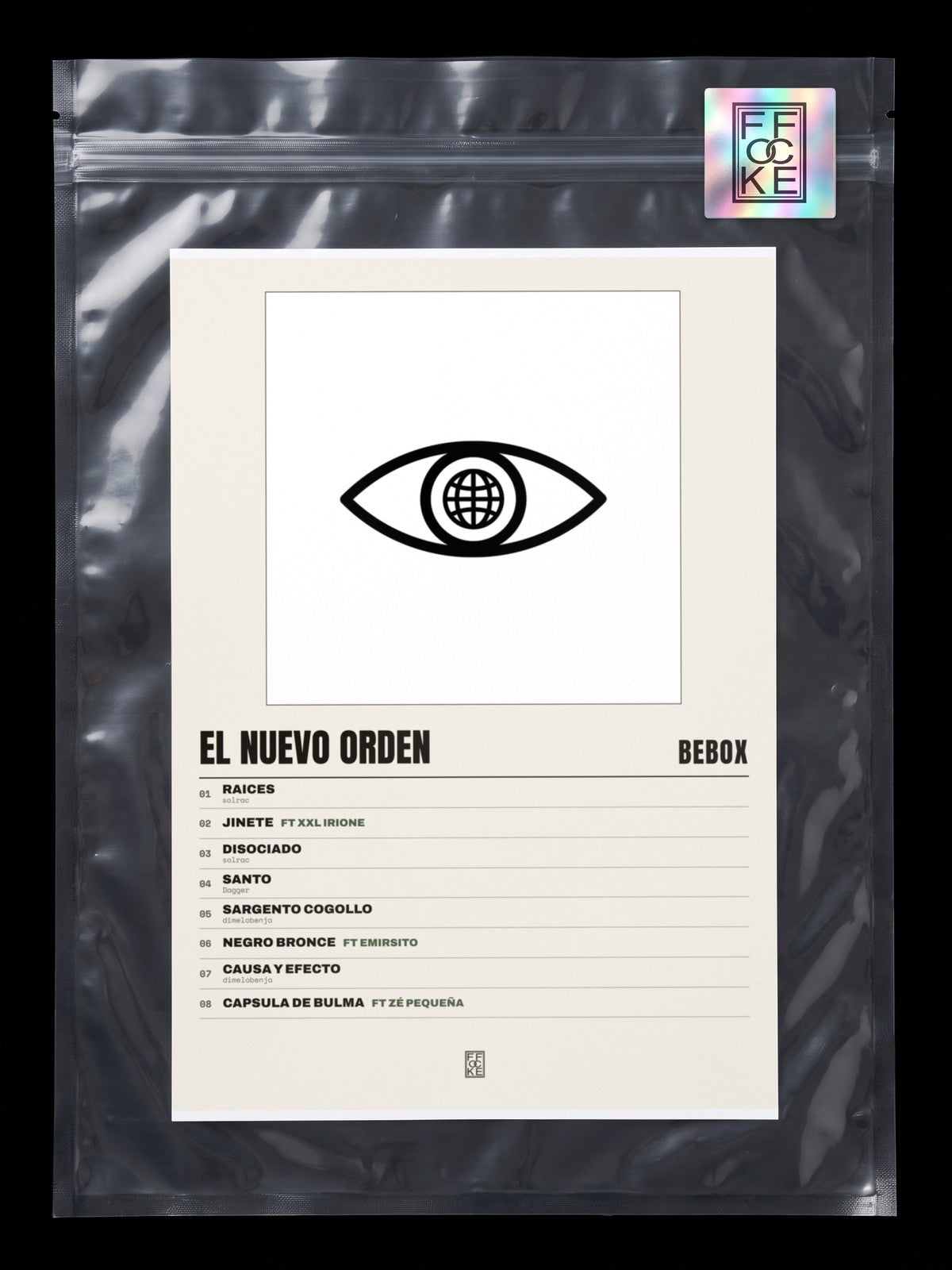 Póster de EL NUEVO ORDEN de Bebox en una bolsa sellada con sticker FFOCKE