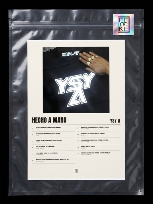 Póster de HECHO A MANO de YSY A en una bolsa sellada con sticker FFOCKE