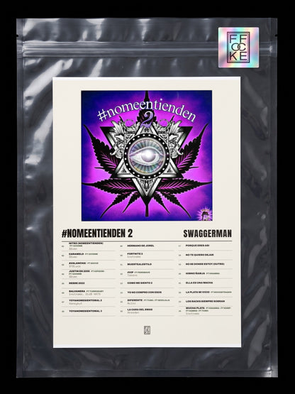 Póster de #nomeentienden 2 de swaggerman en una bolsa sellada con sticker FFOCKE