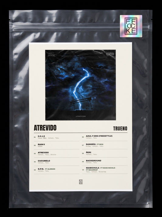 Póster de Atrevido de Trueno en una bolsa sellada con sticker FFOCKE