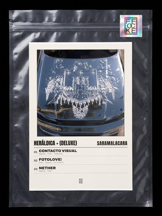 Póster de Heráldica + (Deluxe) de Saramalacara en una bolsa sellada con sticker FFOCKE