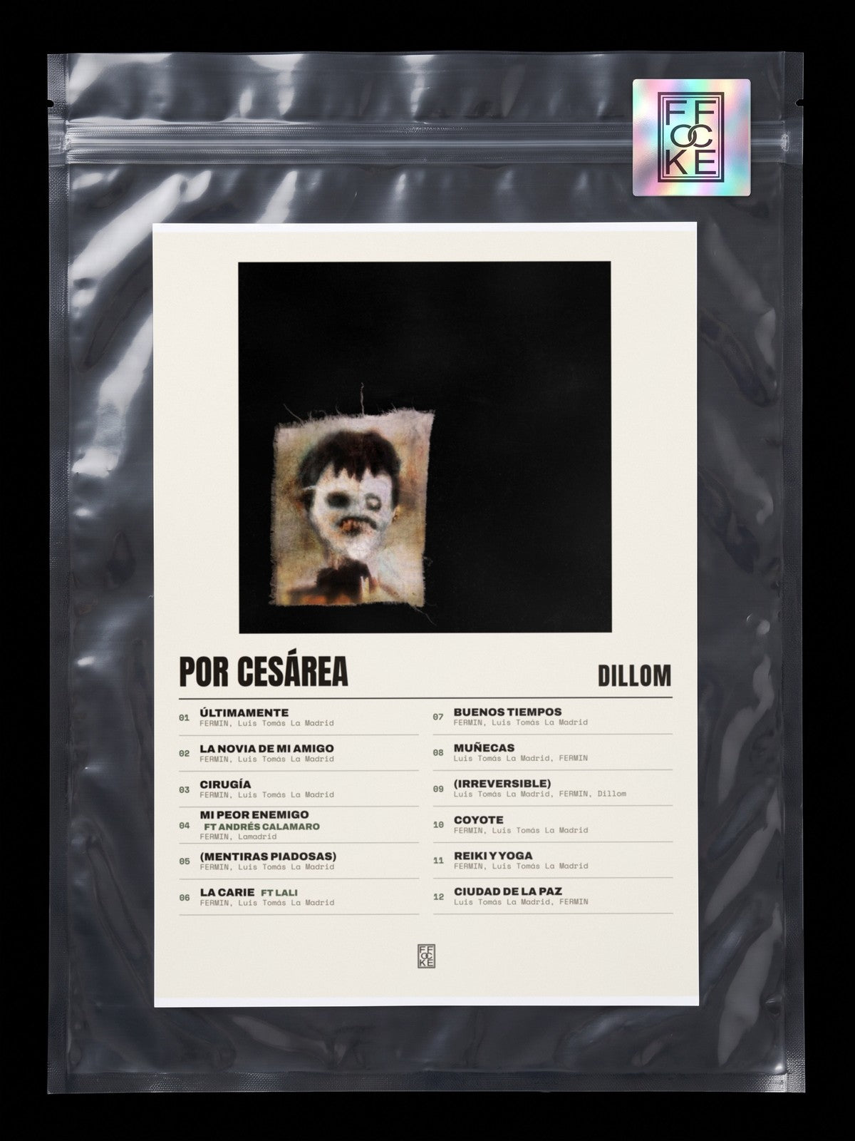 Póster de Por cesárea de Dillom en una bolsa sellada con sticker FFOCKE