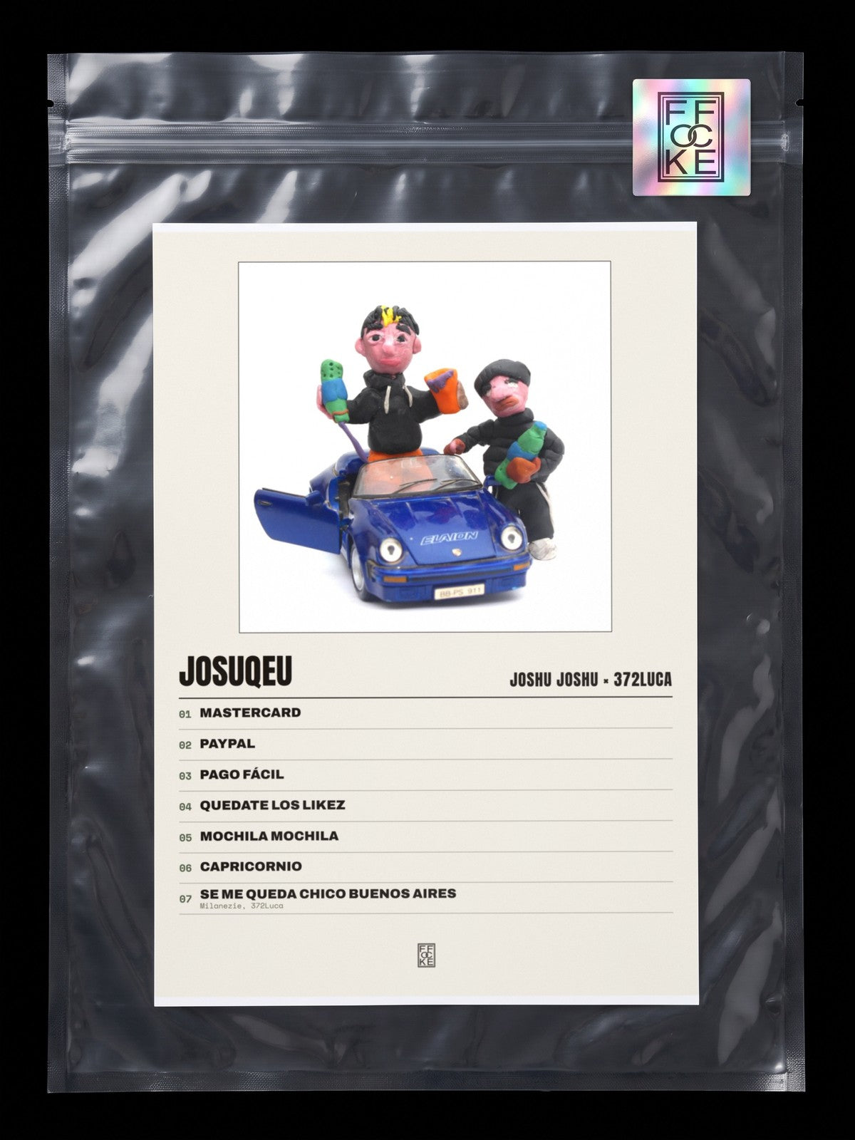 Póster de Josuqeu de Joshu Joshu × 372luca en una bolsa sellada con sticker FFOCKE
