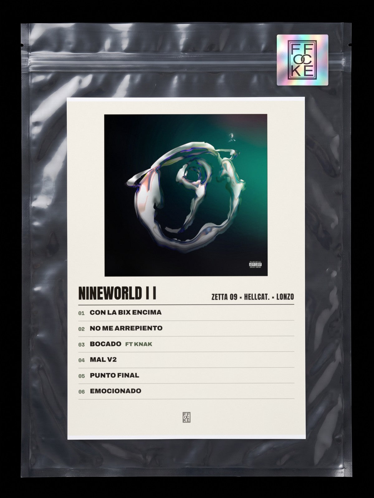 Póster de Nineworld I I de Zetta 09 × hellcat. × Lonzo en una bolsa sellada con sticker FFOCKE