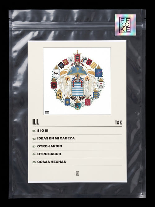 Póster de ILL de T&K en una bolsa sellada con sticker FFOCKE