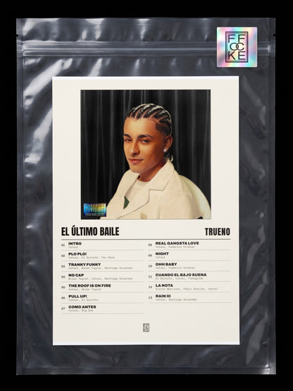 Póster de EL ÚLTIMO BAILE de Trueno en una bolsa sellada con sticker FFOCKE