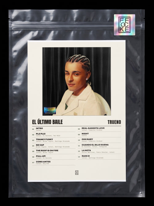 Póster de EL ÚLTIMO BAILE de Trueno en una bolsa sellada con sticker FFOCKE