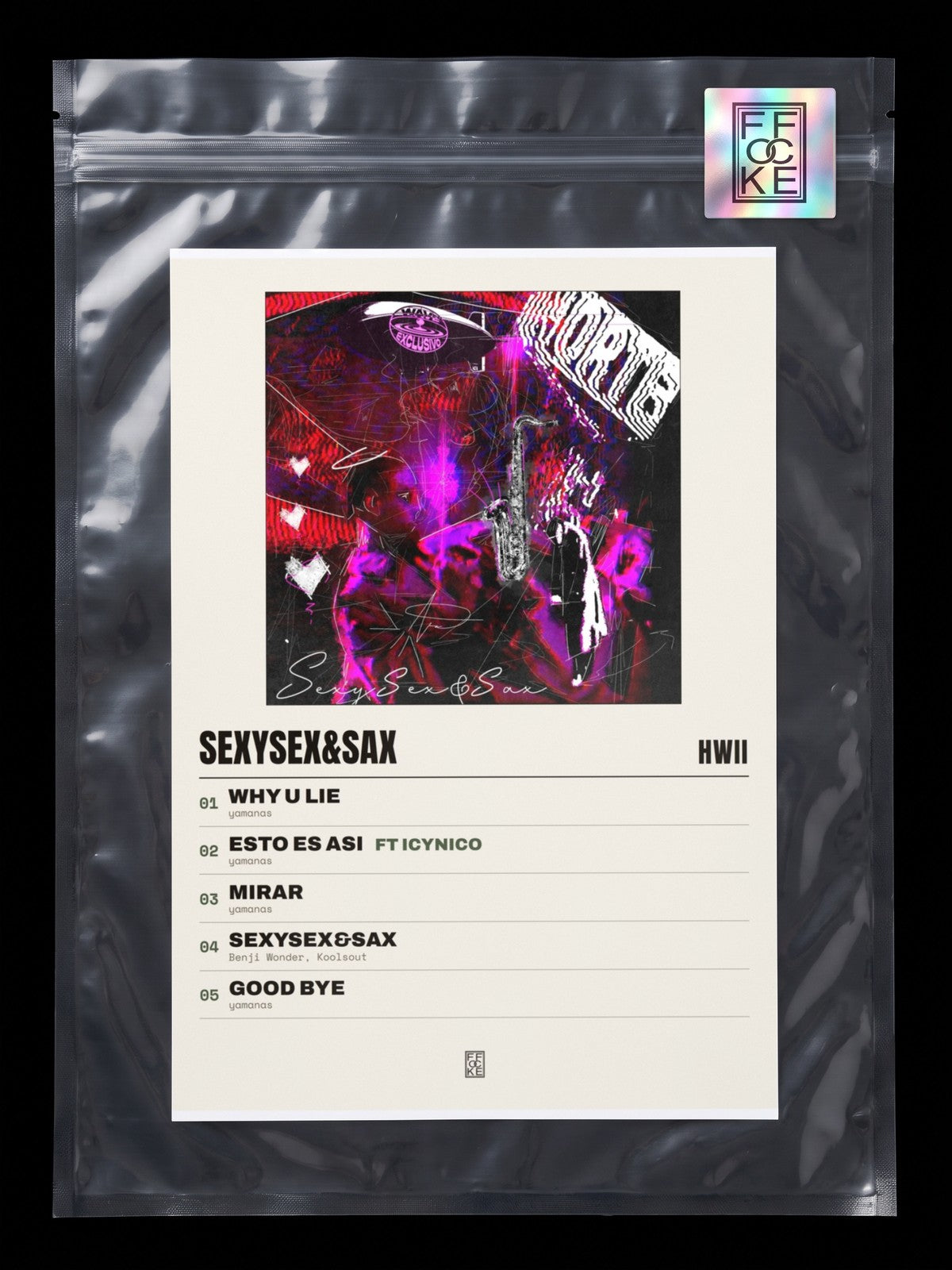 Póster de Sexysex&Sax de Hwii en una bolsa sellada con sticker FFOCKE
