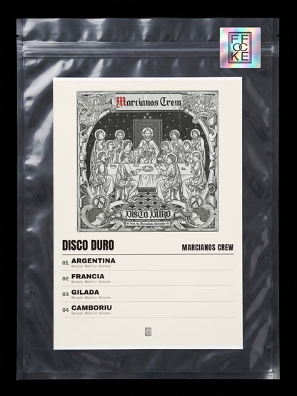 Póster de Disco Duro de Marcianos Crew en una bolsa sellada con sticker FFOCKE