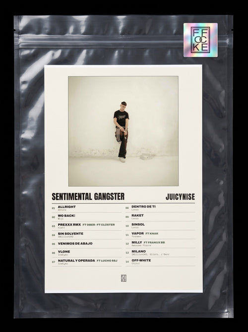 Póster de Sentimental Gangster de JuicyNise en una bolsa sellada con sticker FFOCKE