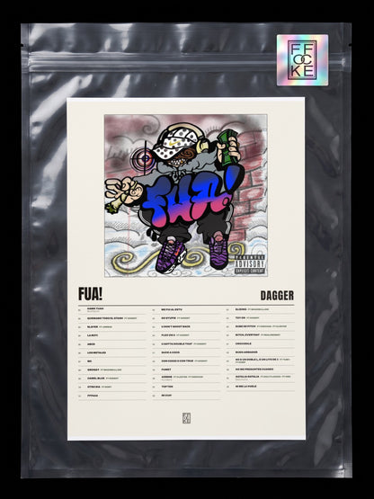 Póster de Fua! de Dagger en una bolsa sellada con sticker FFOCKE