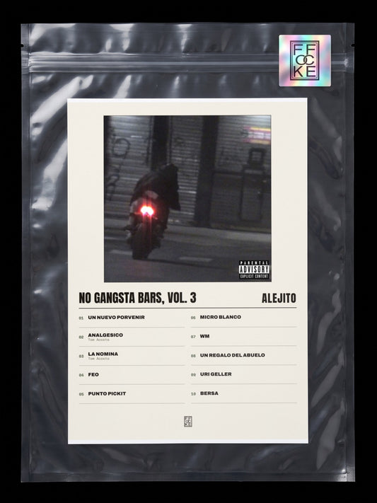 Póster de No Gangsta Bars, Vol. 3 de ALEJITO en una bolsa sellada con sticker FFOCKE