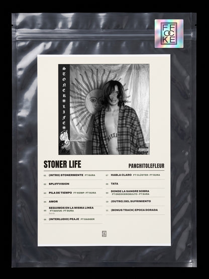 Póster de STONER LIFE de PanchitoLeFleur en una bolsa sellada con sticker FFOCKE