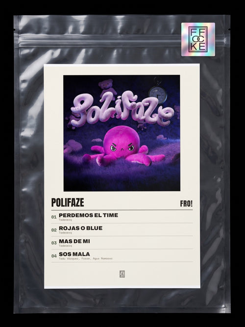 Póster de Polifaze de FRO! en una bolsa sellada con sticker FFOCKE