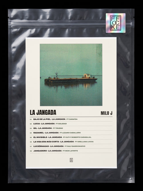 Póster de La Jangada de Milo j en una bolsa sellada con sticker FFOCKE