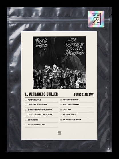 Póster de EL VERDADERO DRILLER de Francis Jeremy en una bolsa sellada con sticker FFOCKE