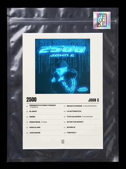 Póster de 2500 de John C en una bolsa sellada con sticker FFOCKE