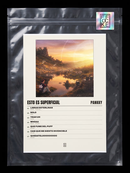Póster de EsTO Es sUpErfIcIAL de Pankky en una bolsa sellada con sticker FFOCKE
