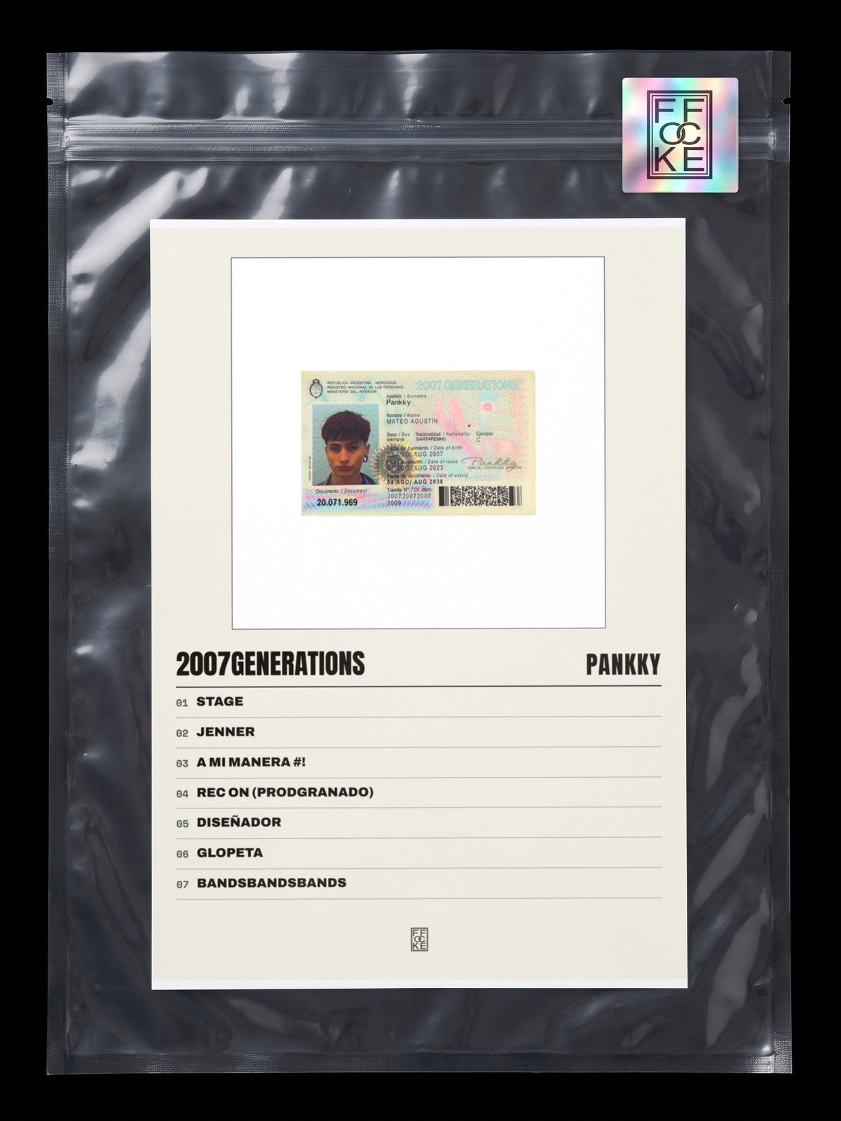 Póster de 2007Generations de Pankky en una bolsa sellada con sticker FFOCKE