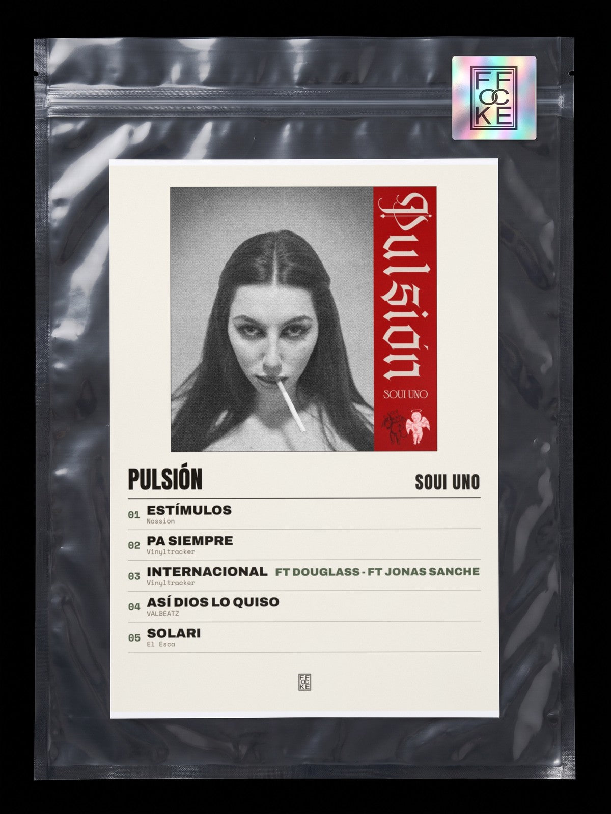 Póster de PULSIÓN de Soui Uno en una bolsa sellada con sticker FFOCKE