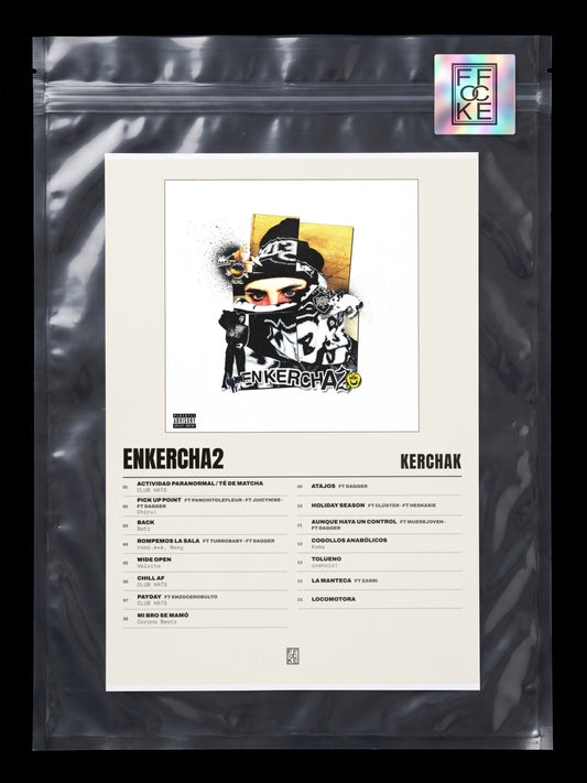 Póster de Enkercha2 de KERCHAK en una bolsa sellada con sticker FFOCKE