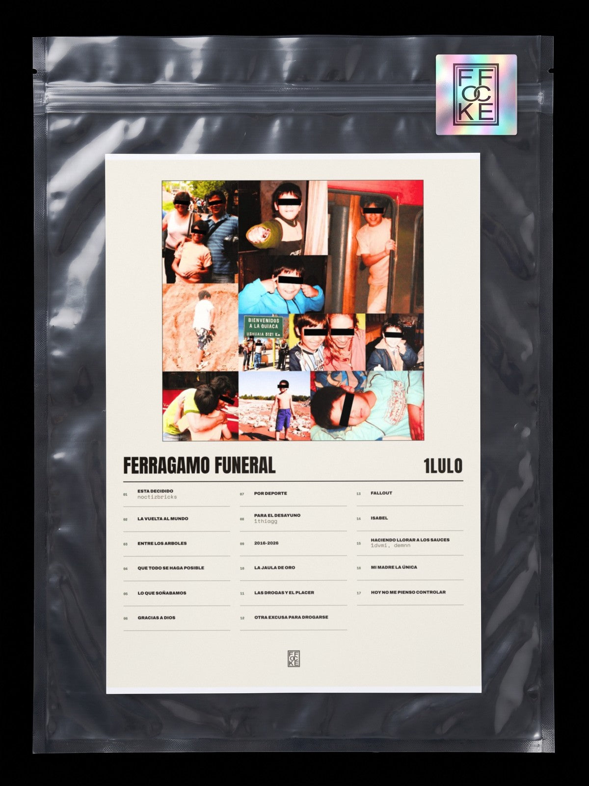 Póster de FERRAGAMO FUNERAL de 1lulo en una bolsa sellada con sticker FFOCKE