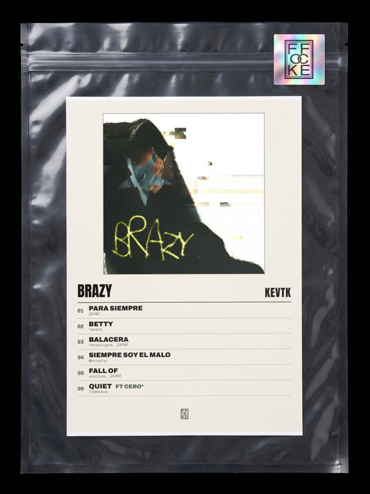 Póster de bRazy de KevTK en una bolsa sellada con sticker FFOCKE