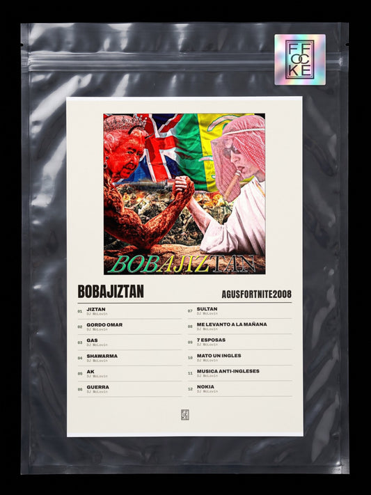 Póster de BOBAJIZTAN  de AgusFortnite2008 en una bolsa sellada con sticker FFOCKE