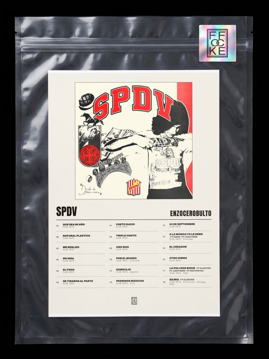 Póster de SPDV de enzocerobulto en una bolsa sellada con sticker FFOCKE