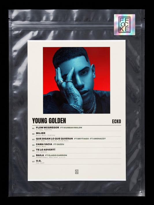 Póster de Young Golden de ECKO en una bolsa sellada con sticker FFOCKE