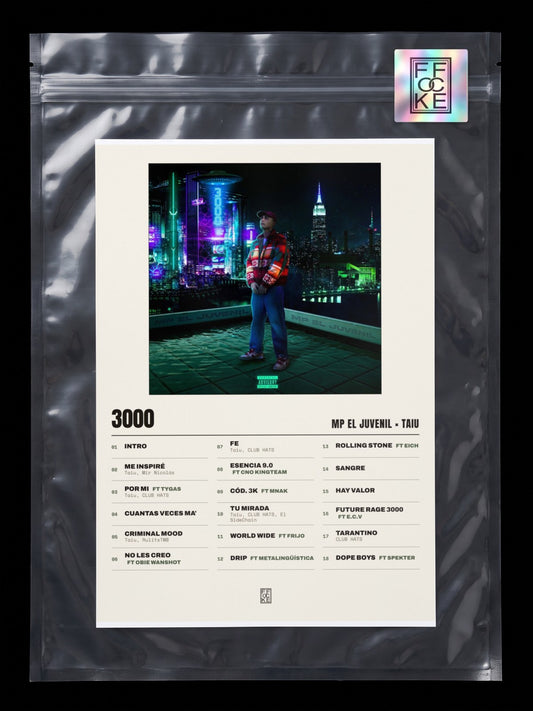 Póster de 3000 de MP El Juvenil × Taiu en una bolsa sellada con sticker FFOCKE