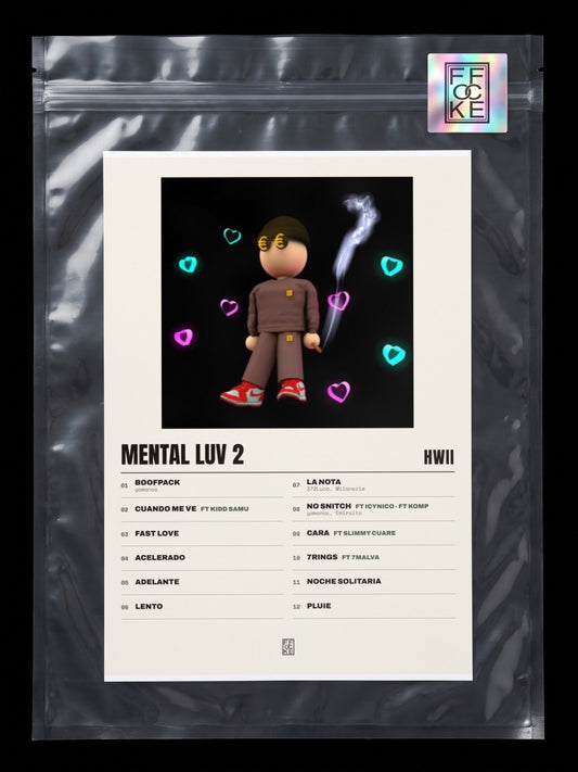 Póster de Mental Luv 2 de Hwii en una bolsa sellada con sticker FFOCKE