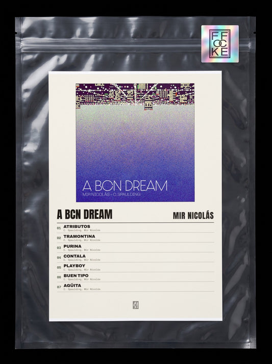 Póster de A BCN DREAM de Mir Nicolás en una bolsa sellada con sticker FFOCKE