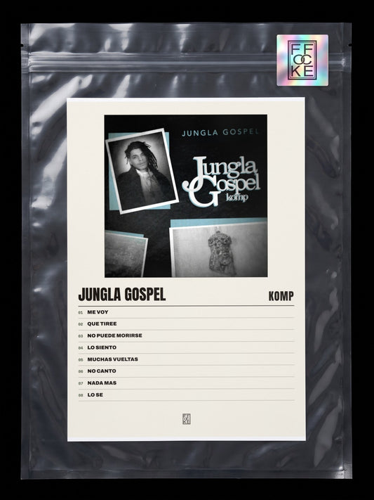 Póster de Jungla Gospel de Komp en una bolsa sellada con sticker FFOCKE