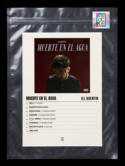Póster de Muerte en el Agua de ill quentin en una bolsa sellada con sticker FFOCKE